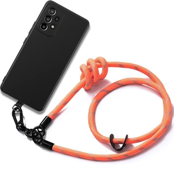 CQBB Halsbandsfodral för Samsung Galaxy A53 5G Svart Stötsäker TPU med Orange Lanyard