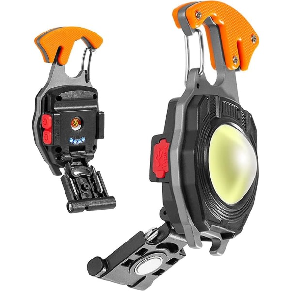 2st Mini Portable Work Light Uppladdningsbar ficklampa 800 Lumen Nyckelring Inspektionsljus, med flasköppnare, magnetisk bas, för camping/reparation/Eme