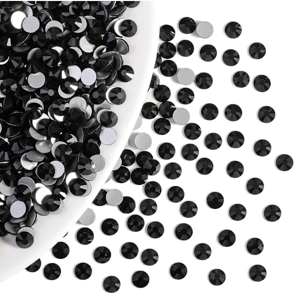 14400 kpl Mustat Litteät Strassit DIY-Töihin, Jet Black, SS10, 2,7-2,9 mm Black SS10/14400pcs