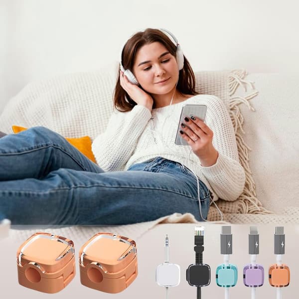 6-pack Magnetisk Kabelarrangör med Justerbar Hållare, Självhäftande Klipp orange