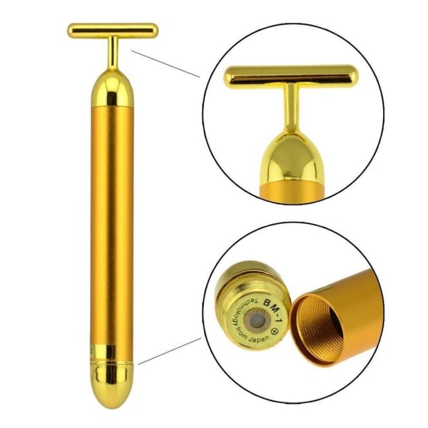 CQBB Beauty Bar 24k Golden Pulse ansiktsmassageapparat, T-Shape Electric