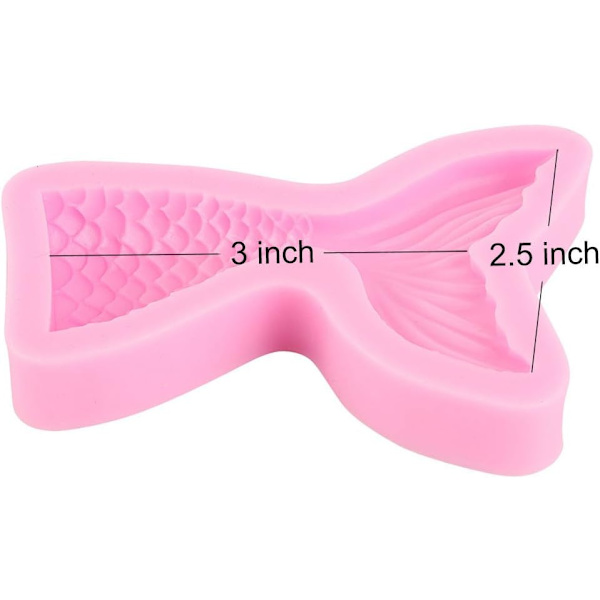 Silikoneform til bageform, fondant og slikfremstilling i form af en havfruehale, 2-delt sæt, stor & lille Pink Large and Small