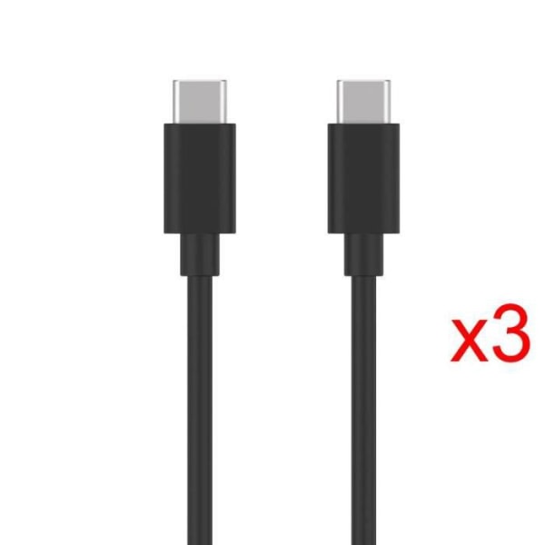 CQBB Snabb USB-C-kabel för Samsung A14 5G A23 4G-5G A34 A54 - Paket med 3 - Svart - 1 meter