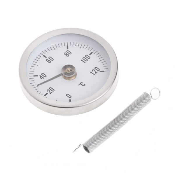 SQBB Högpresterande termometer Bimetall, rostfritt stål Ytrör Clip-on fjädertemperaturmätare 0-120 grader Hållbar-
