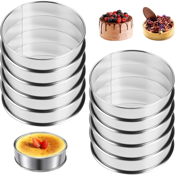 10 stk smultringringer, 10 cm rustfritt stål engelsk muffinsring, nonstick rund ringform, dobbeltrullede kakeringer dessert engelsk muffinsring