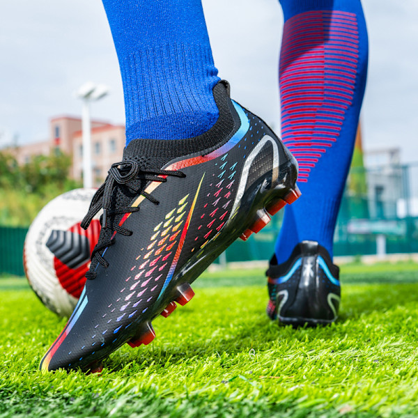 Miami Messi fotballsko nye lange spiker herre dame innendørs utendørs fotballsko for stor gutt AG/FG Black 37 Black 37