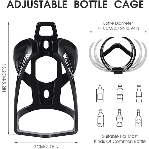 Sykkelvannflaskeholder, Holdbar Ultralett Plast Vannflaskeholder, Lett PC for Sykkel, Burer for MTB, Landevei-/Fjellsykler