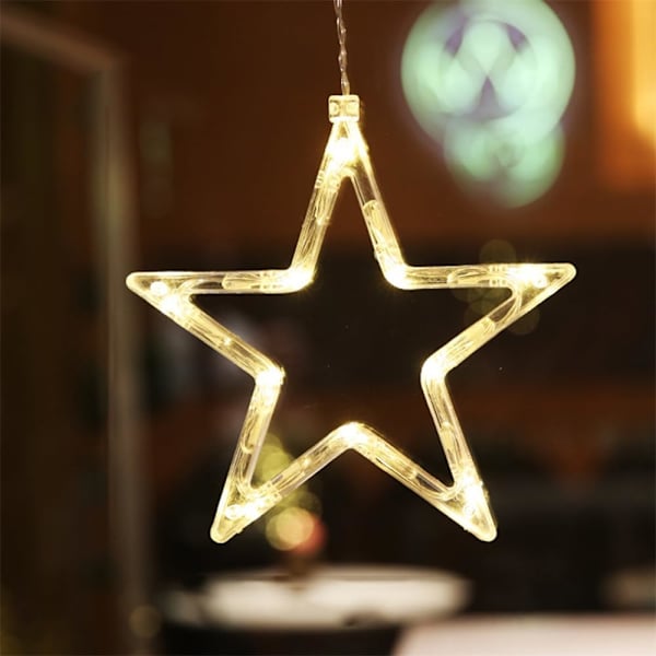Julstjärna Fönsterlampor, 3-pack LED Hängande Lampor med Sugkoppar Stars