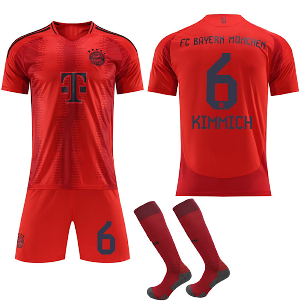 2024-2025 Bayern München Hjemme Barn Voksen Fotballdrakt med Sokker No.6 Kimmich No.6 Kimmich 28