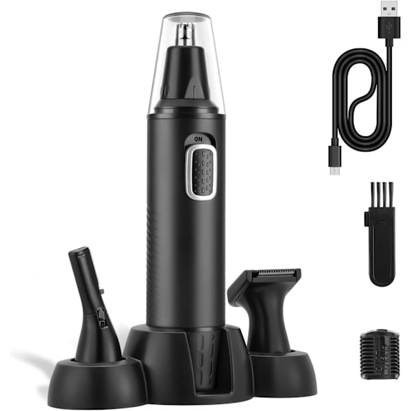 Näshårstrimmer 3-i-1 monipuolinen latautuva korva- ja nenäkarvatrimmeri miehille ja naisille Kipuuton sähköinen partakone Grooming Kit