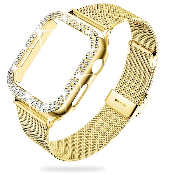 Case+ metalrem til iWatch Band Ultra 2 armbånd i rustfrit stål til Apple Watch 9 8 7 45 mm 44 mm 40 mm 41 mm Series 6 5 4 guld Series 9 8 7 45MM