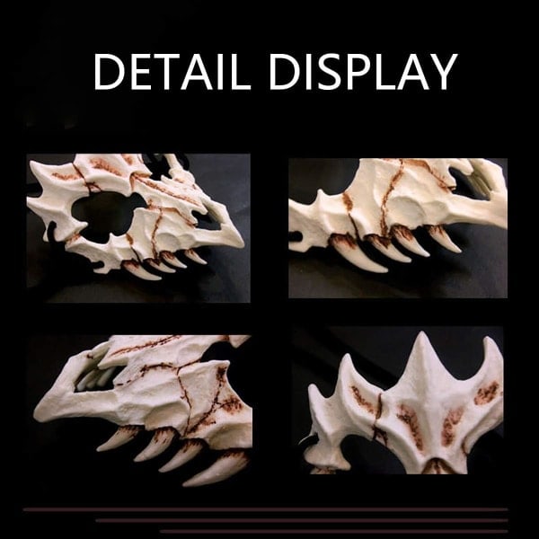 Nincee Japansk Halloweenmask, Tiger Cosplaymask - Halvansiktsmask i harts, vit dödskalle, skrämmande mask, drake