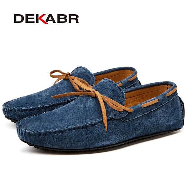 Dekabr Casual Mænd Ægte Læder Sko Sommer Åndbar Grønne Mænd Loafers Læder Sko Sapato Masculino Zapatos Hombrename 01 Mørkeblå 8