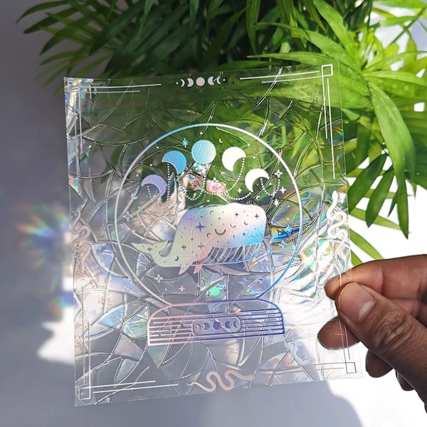 3D Regnbueeffekt Vinduesklistermærker Kat Stjerne Sol Blomst Dekor Diy Glas Kunst Vægklistermærker Til Hjemmeindretning Regnbueprisme Skaberen RPS059