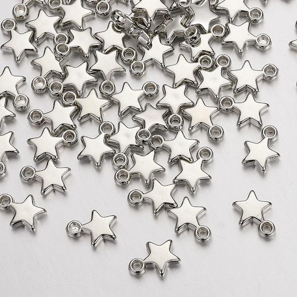 100 stk. Ccb akrylperler charms anheng 9 mm stjerne gullfarget sølvfarget charm perler for smykkefremstilling fine av rhodium farge