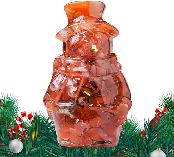 Kristall Snögubbe Figur - 3D Julminiatyr, Röd Agat Red agate