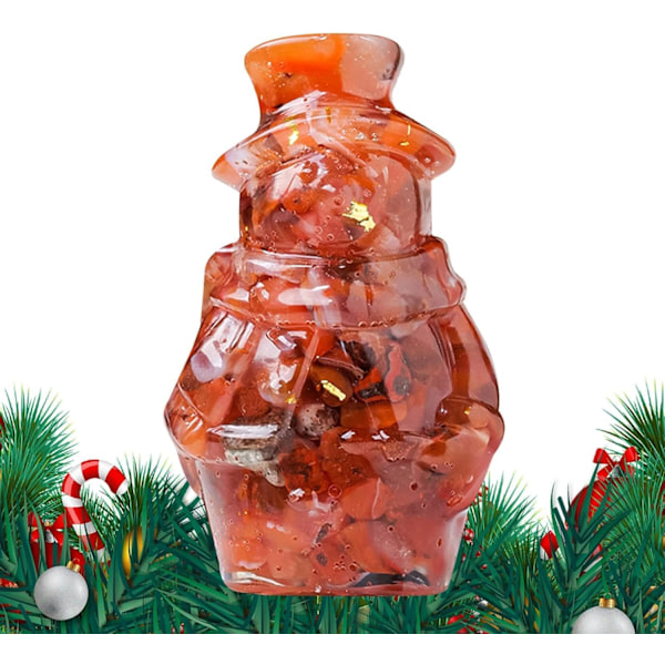 Kristalli Lumimieshahmo - 3D Joulu Miniatyyri, Punainen Agati Red agate