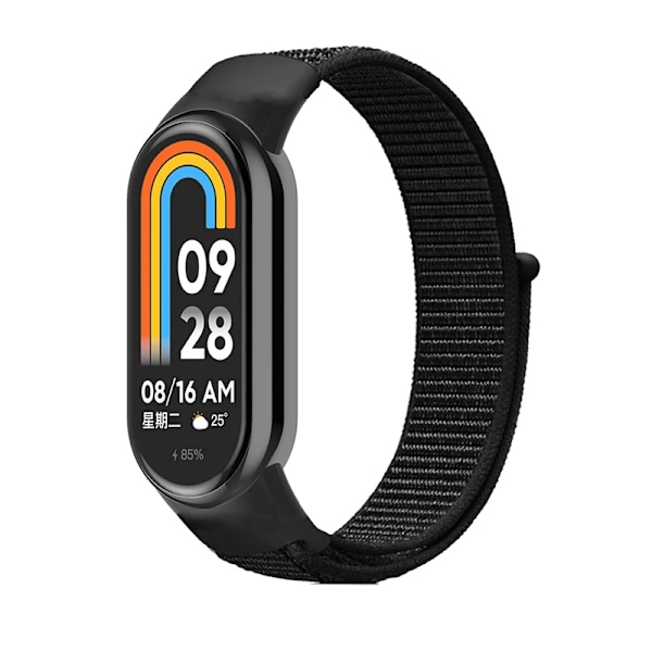 Nylon för Xiaomi mi Band 8 Armband Mjukt armband Smart Replacement Sport loop Armband för Mi Band 8 NFC Bälte Armband Mörk svart 06 För Mi band 8