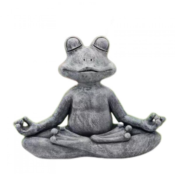 Mediterande yogagrodastaty - Zen trädgårdsgrodafigurer för hem, uteplats, däck, veranda eller trädgårdskonst utomhusdekor, presentidé A1124-48