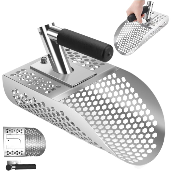 Sandskopa i rostfritt stål för metalldetektorer - Loppor för skattjakt och snabb siktning - Ergonomiskt handtag - Perfekt för all terräng