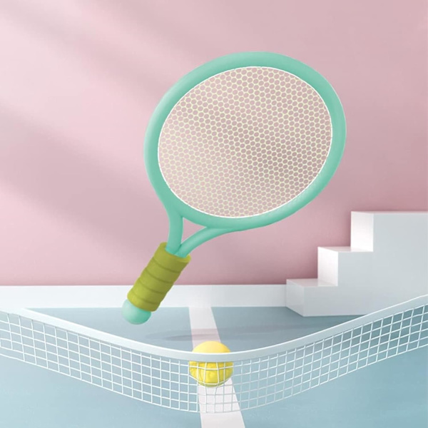 Tennis- och Badmintonset för Barn - Racket Leksak, Bärbart Set för Barnens Utomhussporter Pink green