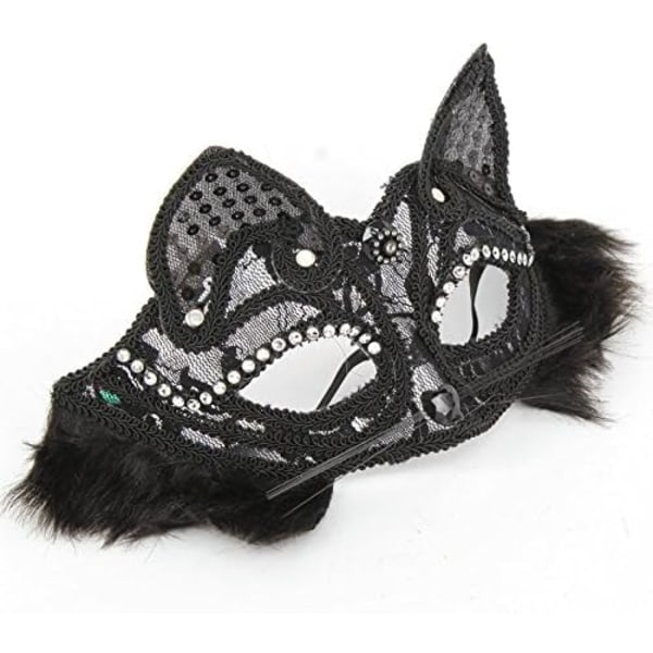 2 stycken Maskeradfestföreställningar Spets Kattmask