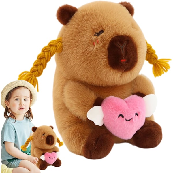 Pehmeä halaus sydän Capybara - 25 cm mukava pehmolelu capybara-eläin, täydellinen tytöille, pojille ja halailuun 1 st