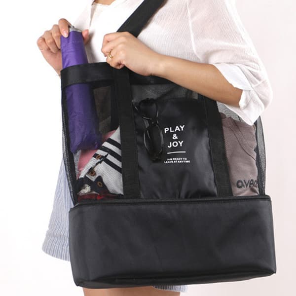 Large Flexible Bag with Extra Cooler Compartment Black_ma