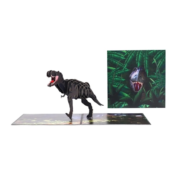 3D dinosaurie pop-up gratulationskort för födelsedag nyår vykort med kuvert grön