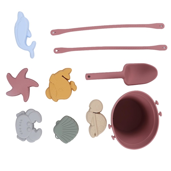 Silikon Strandleksaker Baby Sand Leksaker Set Inkluderar silikonhink Djurmodell Sandskyffel Stringblå C C
