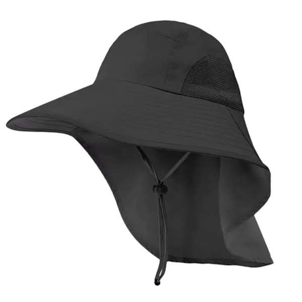 Solhat med bred brätte med nackskydd för män och kvinnor - Justerbar utomhus 50+UPF skydd Cap Vandringsfiskehatt D