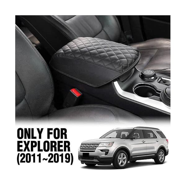 Skydd för Explorer 2011-2019 PU Läder Mittkonsol Box Lås Kudde Vattentät