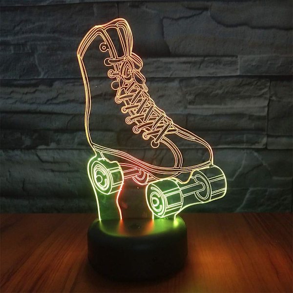 Rulleskridsko LED 3D Illusion Nattljus USB Hjulskridsko S