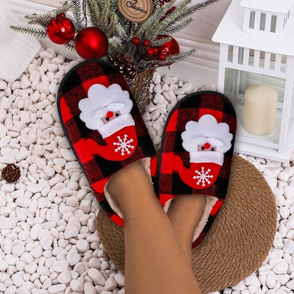 Plushtofflor med älgmotiv för män och kvinnor Santa Claus G 40/41 EU