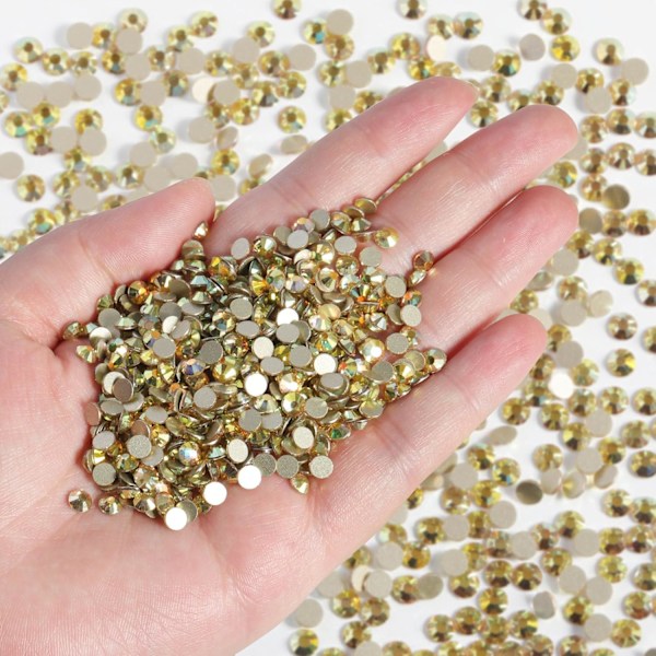 14400 st Metalliska Solguld Platta Baktill Rhinestones för Naglar, SS16, 3.8-4.0mm Metal Sunlight SS16/14400pcs