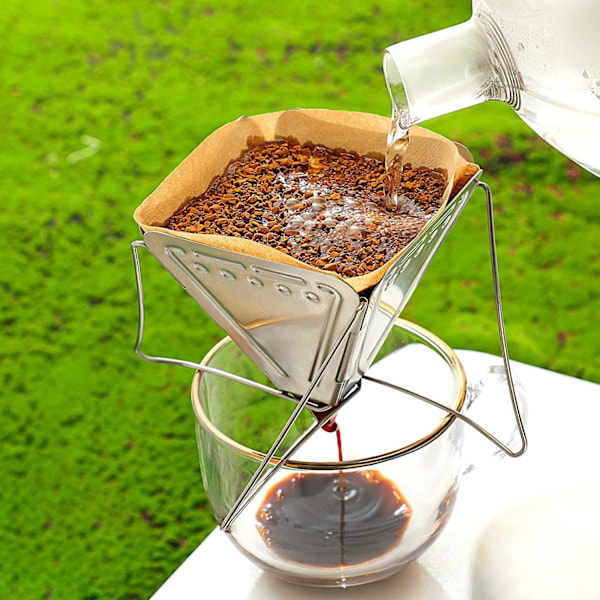 Camping kaffefilter, genanvendeligt bærbart sammenklappeligt kaffefilter H