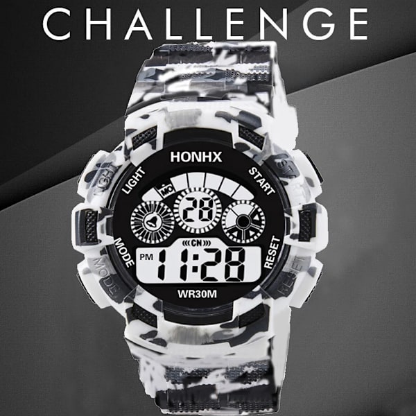 Miesten sotilaskello Urheilullinen LED-elektroninen kello Miehille Fitness-herätyskello Monitoiminen rannekello Montre Homme Camouflage sininen
