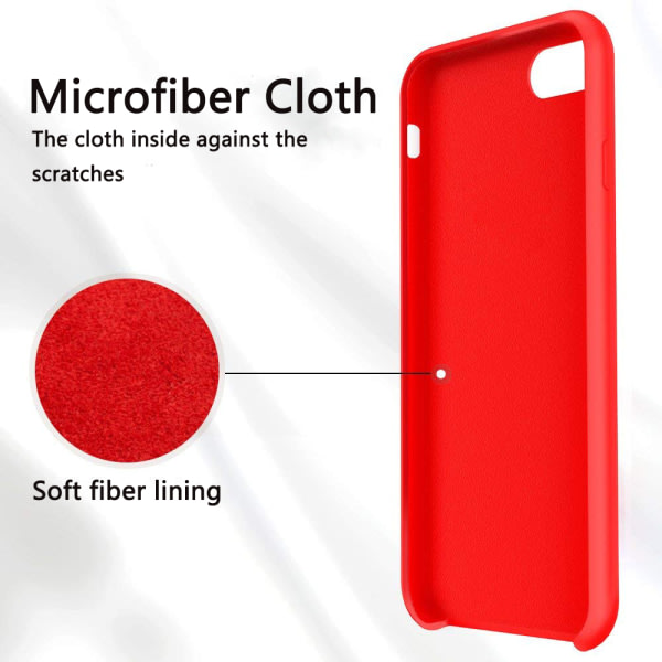 CQBB Flytande silikongummiskal Mjuk mikrofiberduksfodral Kompatibel med telefon 8/telefon 7-big röd