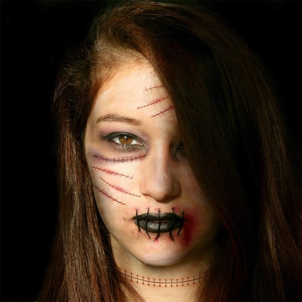 9 ark Halloween tillfälliga tatueringar för ansiktskropp, Scars Spi SQBB