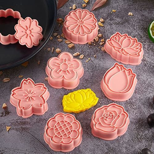 8 Blomstrede Kageforme, Blomsterformede Kageforme i Plast, Rosa Kageforme til Hjemmet og Køkkenet