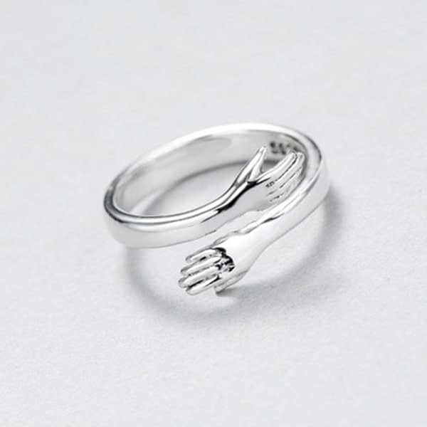 smykker kærlighed kram ring retro mode trend sølv one size Silver_ma Silver
