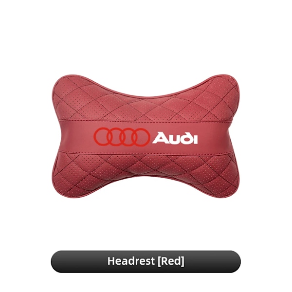1 stk. PU læder bilsæde nakkestøtte pude til Audi Sline Quattro A1 A2 A4 A5 A6 A7 A8 Q1 Q2 Q3 Q4 Q5 Q6 Q7 Q8 Tt S3 S5 B8 J-Rød-nakkestøtte