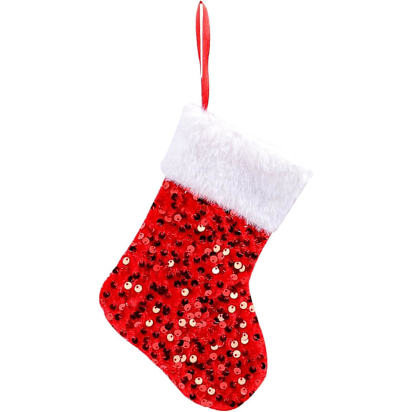 Julstrumpa | Glittrig julstrumpa | Juldekoration | Julstrumpor | Heminredning | Hållare för barn julstrumpor | Glittrande julstrumpa till jul Röd