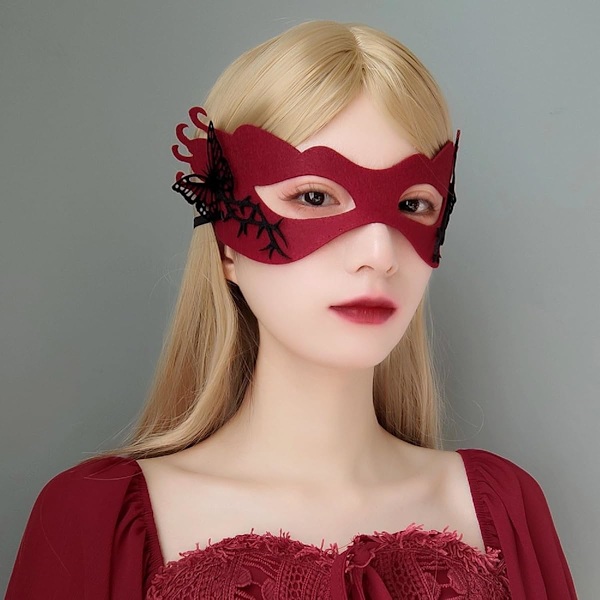 Masker for kvinner, Mesh Maskerad Halv-ansikts Fjær Butterfly Masker Øyemaske Ballmasker