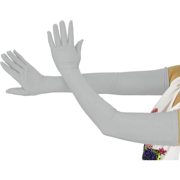 20,1 tum långa stretchspandexoperahandskar, över armbågen (svart) Light Gray Large