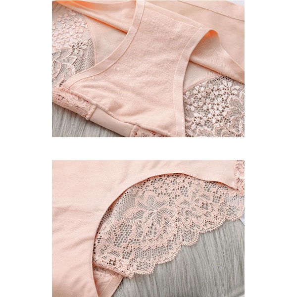 3st/lot Dam Trosor Set Spets Seamless Underkläder Kvinnliga Silke Trosor Kalsonger Dam Trosa Culotte Femme Kvinna Underkläder XXL 2 svart beige M