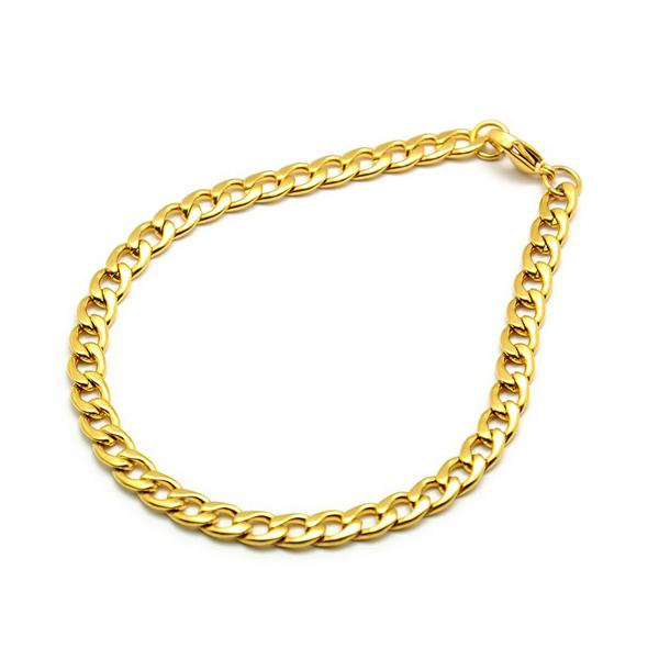 21 cm. langt Pansarlänk armbånd i AISI 304 kirurgisk stål 5,5x1,5 Guld