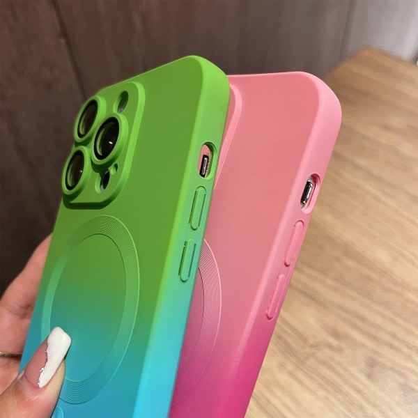 CQBB Magnetiskt iPhone 13 Pro case [kompatibelt med MagSafe], sött case med gradientfärg för kvinnor och män, mjukt TPU-stötsäkert med case