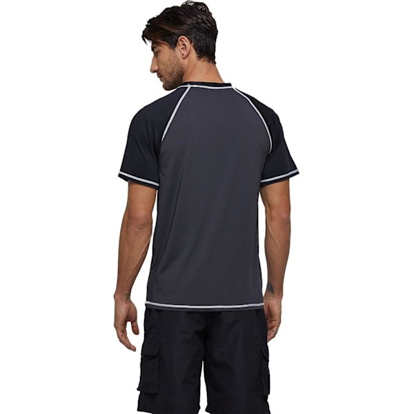Herre kortarmet hurtigtørkende badetopp surf UV solbeskyttelse badedrakt (gråsvart) XL Grayblack Grayblack xl