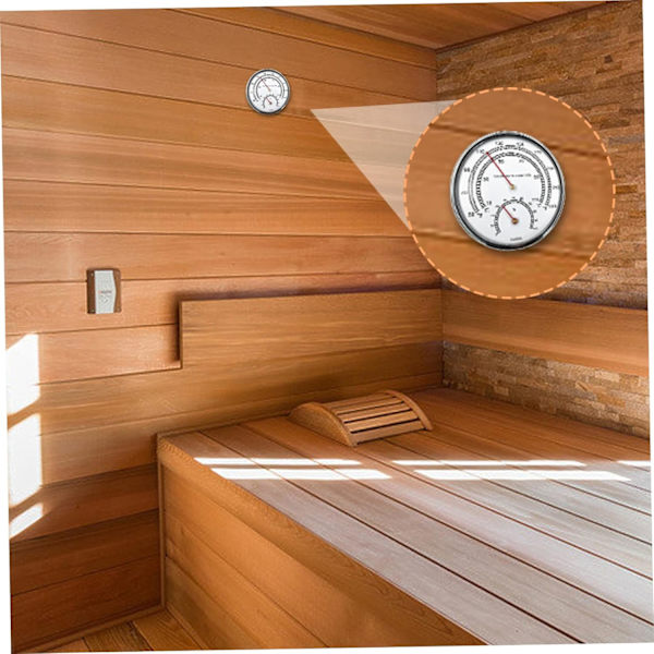 Bastutermometer Fahrenheit 4,9 tum 2 i 1 metallbastutermometer och hygrometer med hängande hål fickbar termometer för rumsbastu Tillbehör utomhusliv
